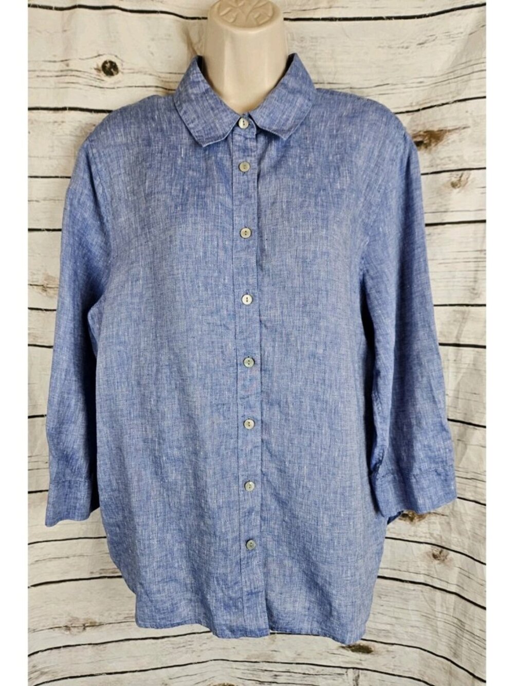 SOLD>>>> Chico's 100% Linen Blue Tunic Top